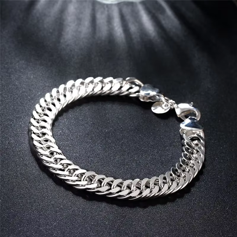 Bracelet à breloques en argent regardé 925 pour hommes et femmes