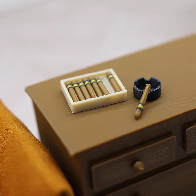 1 ensemble de jouets de simulation pour maison de poupée 1/12, kit de cendrier de cigare miniature, modèle d'ornement de cigarette, accessoires de décoration pour maison de poupée