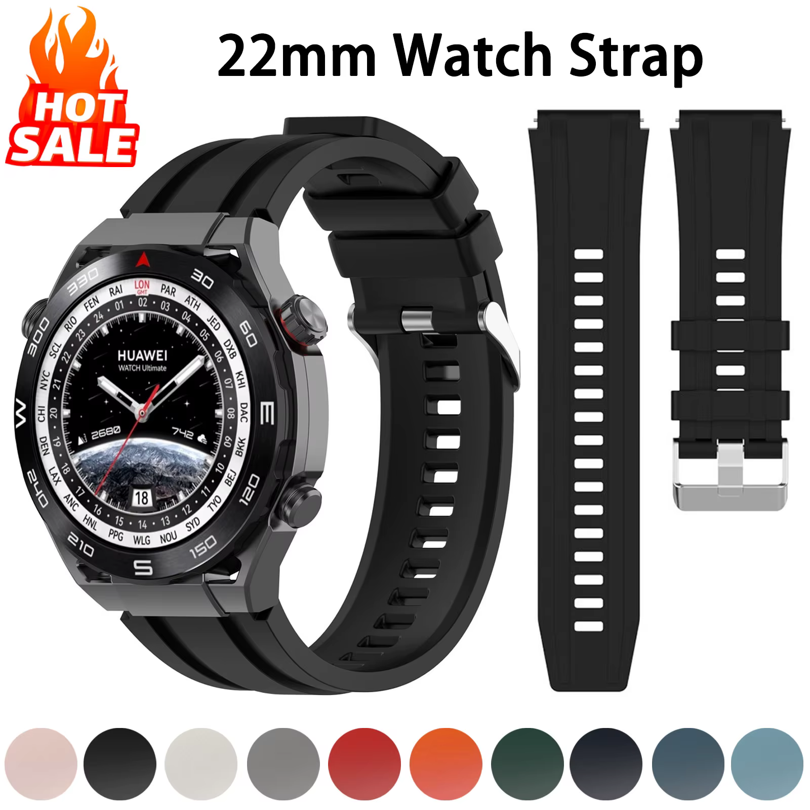 Bracelet en Silicone d'origine pour Huawei montre ultime/GT 5 4 46mm/GT 5 Pro 46mm Smartwatch