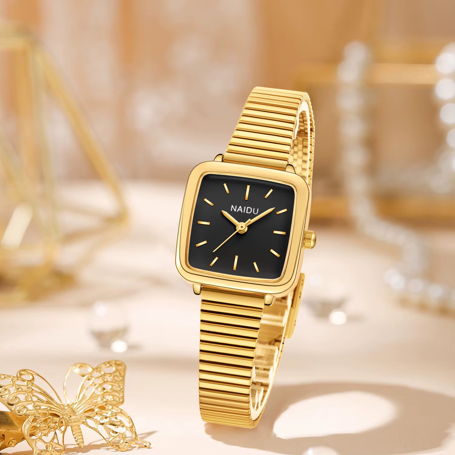 1 montre pour femme au design simple, artistique et vintage à quartz