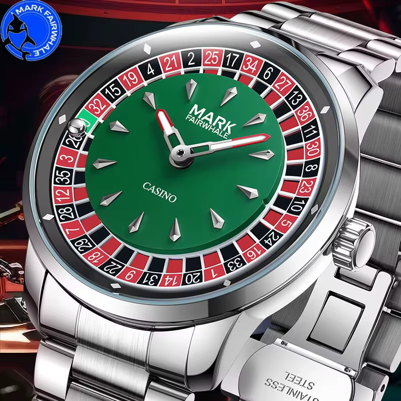 Mark Fairwhale 2025 nouvelle marque supérieure hommes montre à Quartz chiffres arabes cadran rotatif Roulette