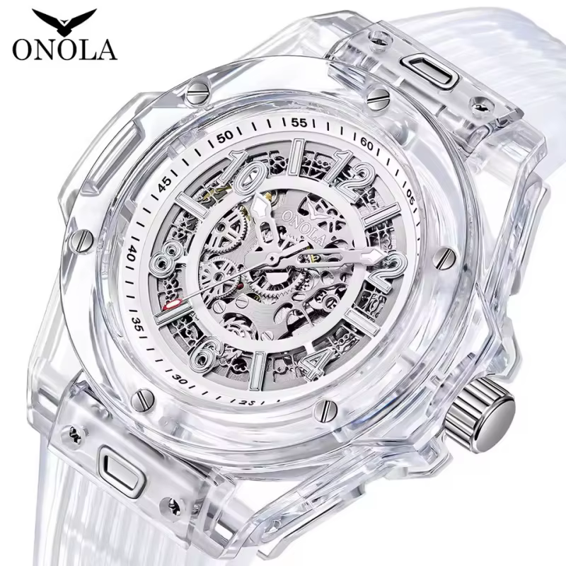 ONOLA 3836 montre mécanique entièrement automatique avancée pour hommes avec conception creuse stéréoscopique 3D pour