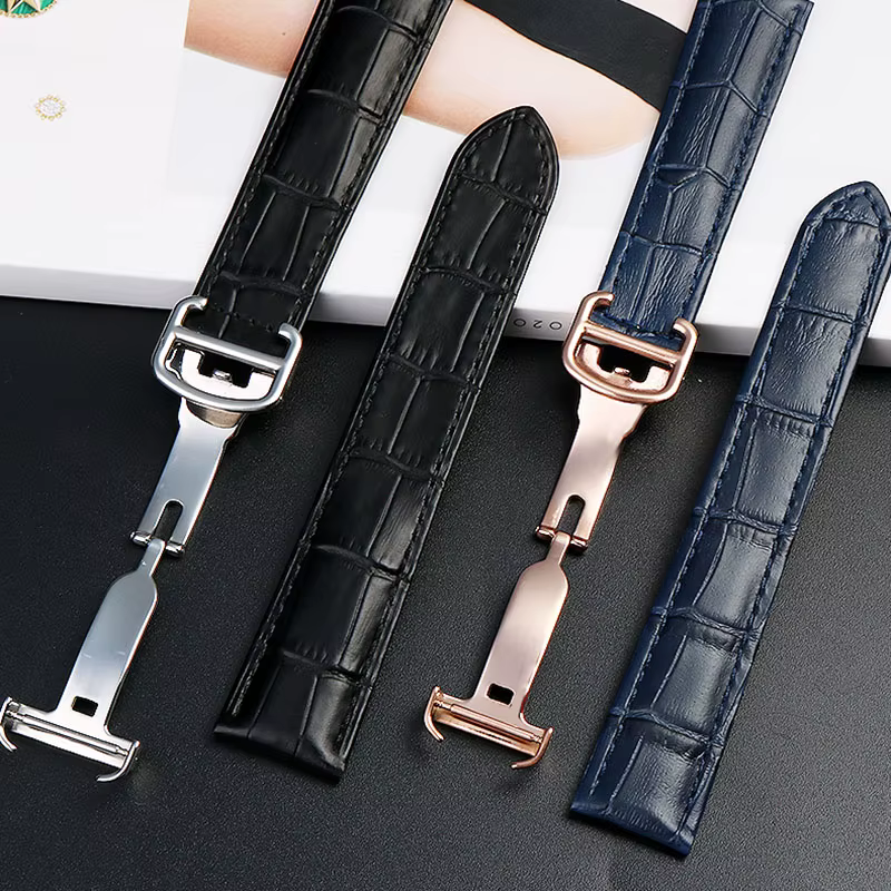 Bracelet de remplacement en cuir véritable pour Cartier Tank Solo hommes femmes chaîne de montre bleu rouge rose