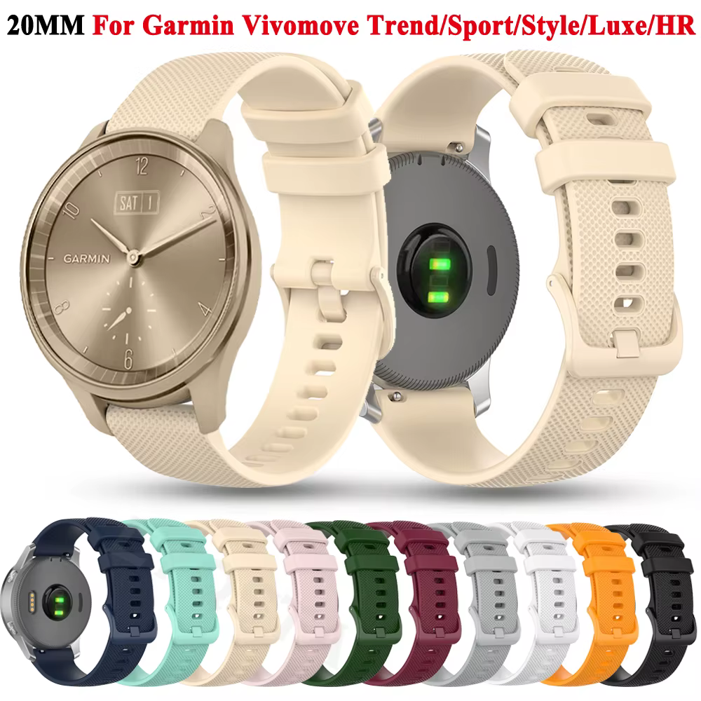 Bracelet de montre en Silicone 20mm pour Garmin Vivomove tendance/Sport/Style/Luxe/HR