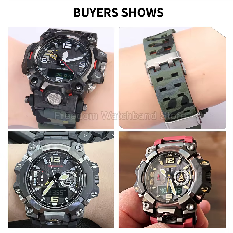 Pour Casio G-SHOCK Mudmaster II GWG - 2000 GWG - 2040 bracelet de montre en résine de qualité supérieure en kaki rouge noir taille spéciale conception antidérapante