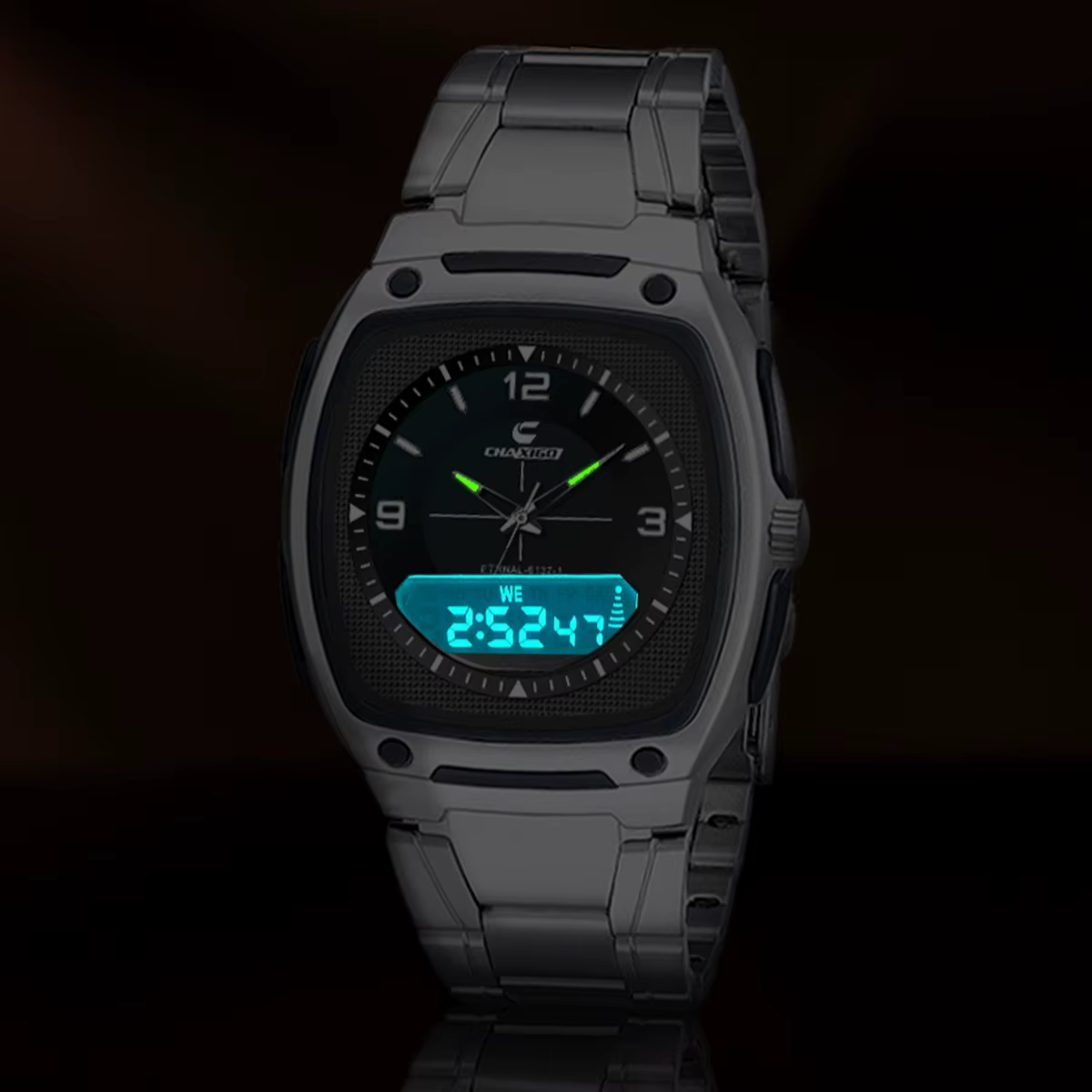 CHAXIGO 6137 mode montre pour hommes lumineux étanche calendrier réveil multi fonctionnel montres