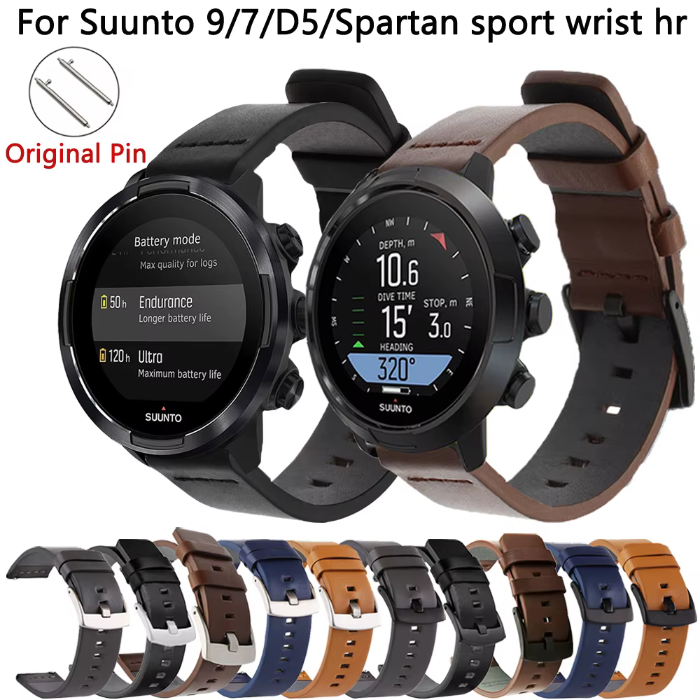 Bracelet en cuir d'origine 24mm pour montre intelligente Suunto 9 7