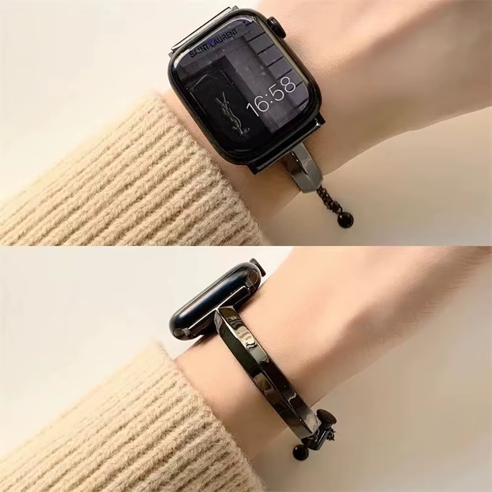 Bracelet à maillons en acier inoxydable pour Bracelet de montre Apple 6 7 8 SE 40mm 44mm 45mm 41mm 49mm, Bracelet mince pour femmes pour iWatch 5 4, accessoires