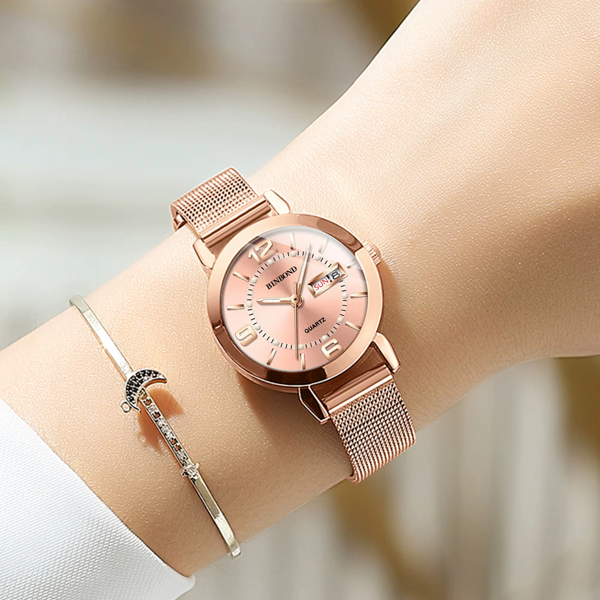 Montres-bracelets en quartz de luxe BINBOND pour femmes