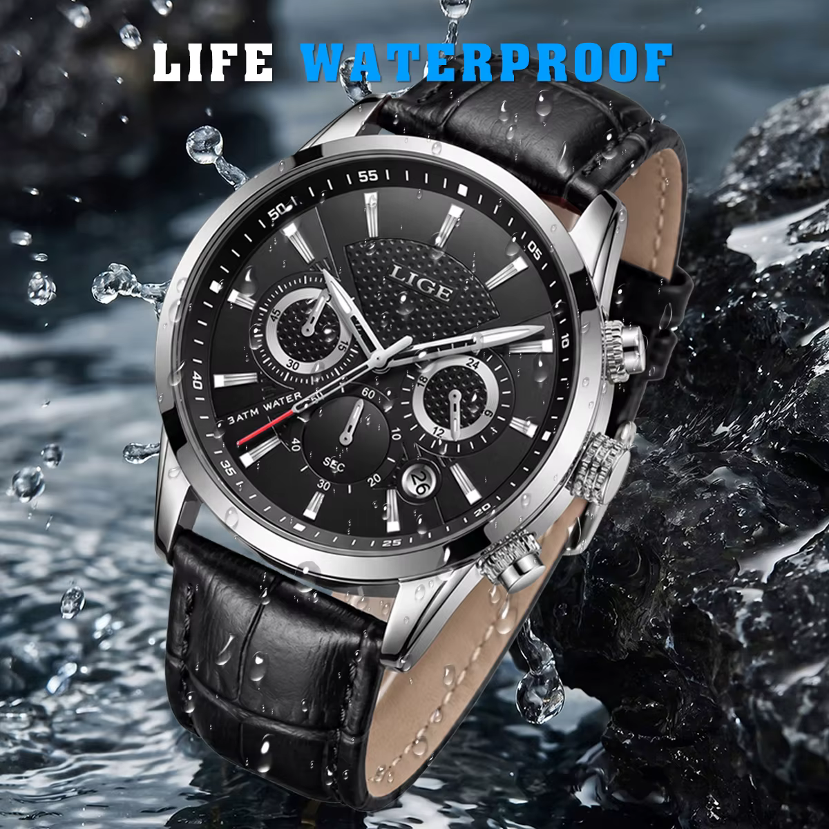 Nouvelles Montres Hommes 2026 LIGE – Montre Décontractée de Luxe en Cuir à Quartz