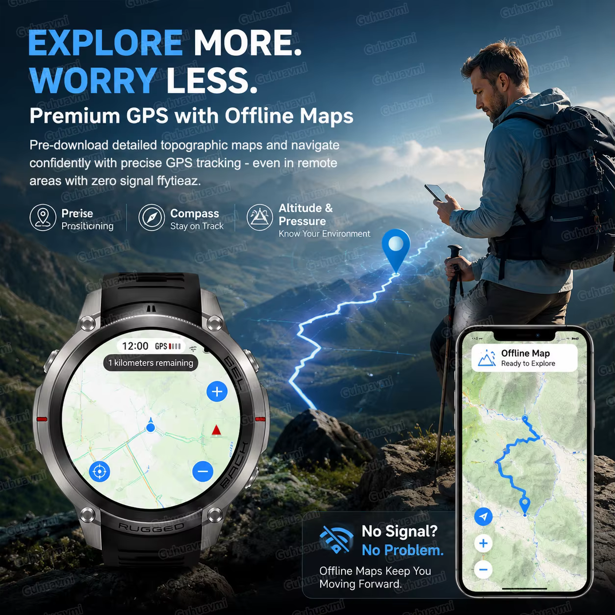 Nouvelle montre connectée GPS avec carte hors ligne
