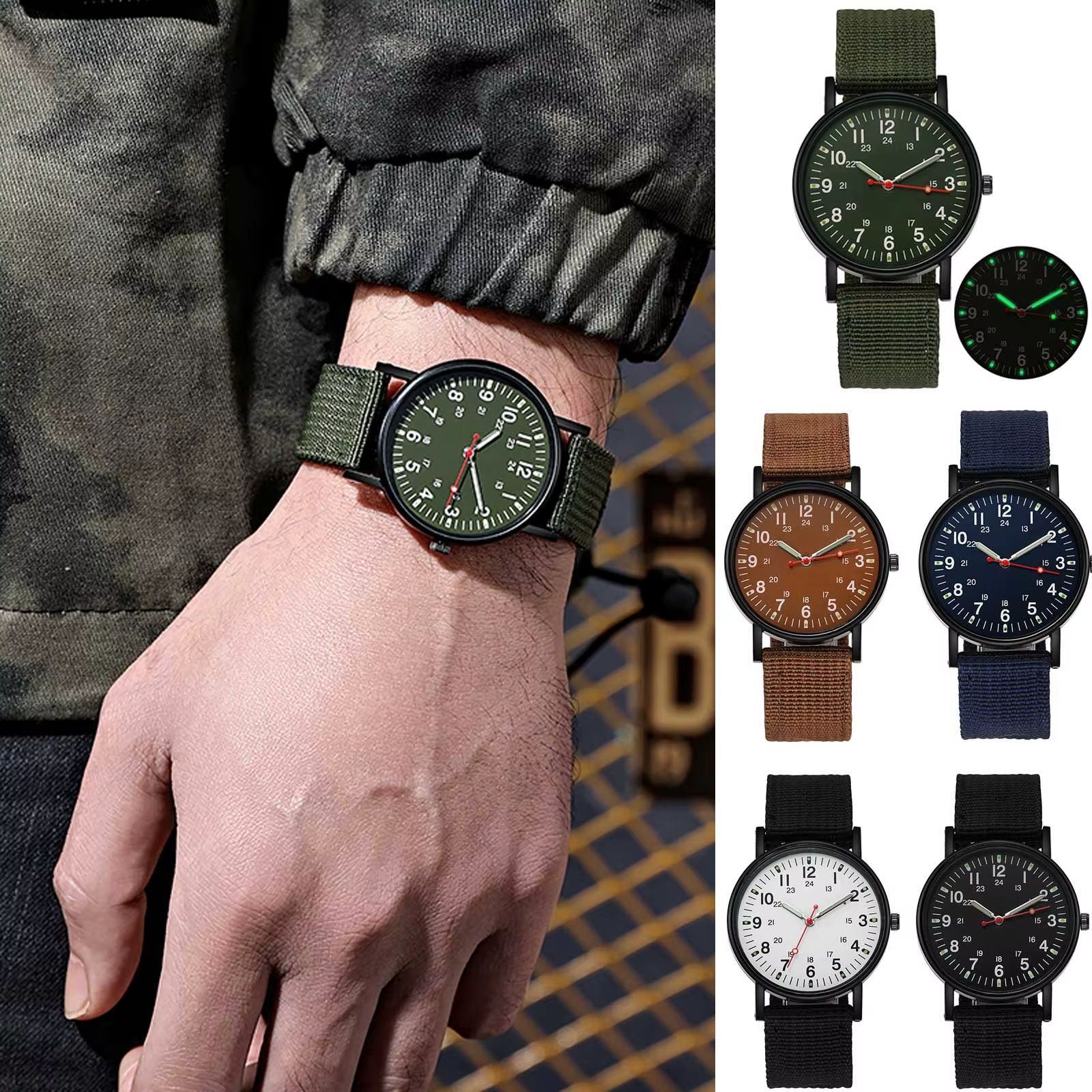 Design de luxe hommes montres lumineux main vent alliage