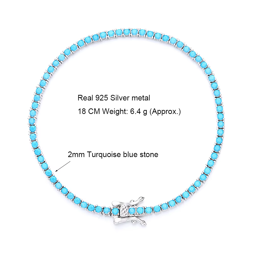 Bracelet de Tennis en argent pur 2 mm