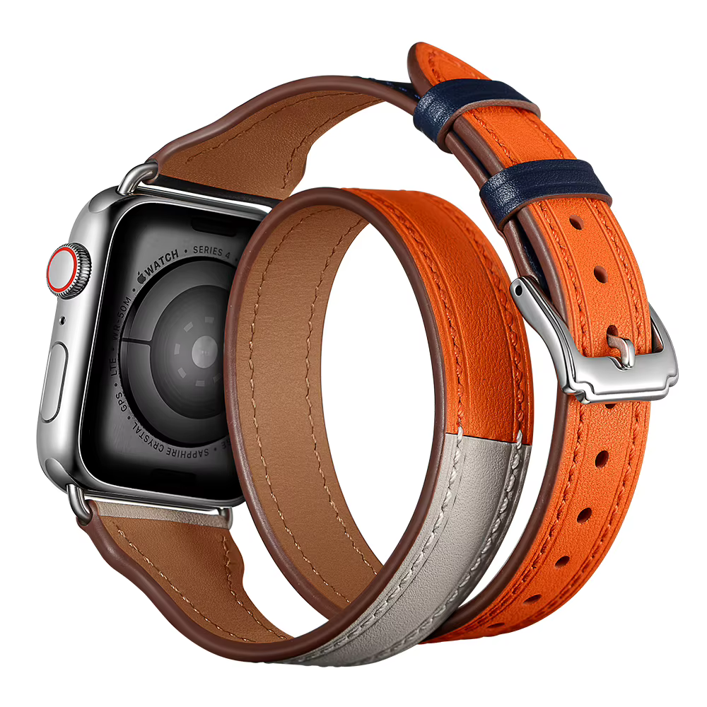 Bracelet Double Tour en Cuir group pour Apple Watch