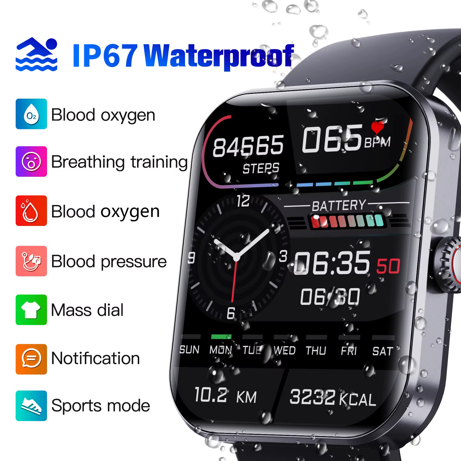 Montre connectée étanche pour le sport