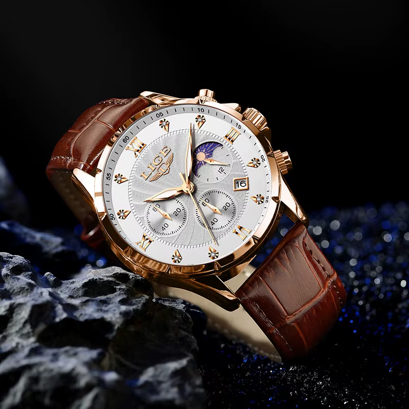 LIGE décontracté hommes montres homme d'affaires montre de luxe lumineux chronographe Date étanche montre-bracelet