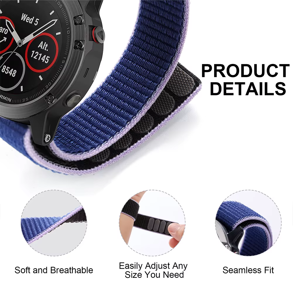 Bracelet en Nylon à boucle à crochet pour Garmin S62/Epix Gen 2/Forerunner 965 955 Solar 945 LTE 935