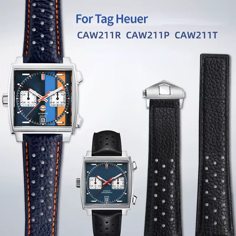 Bracelet de montre en cuir véritable respirant pour homme
