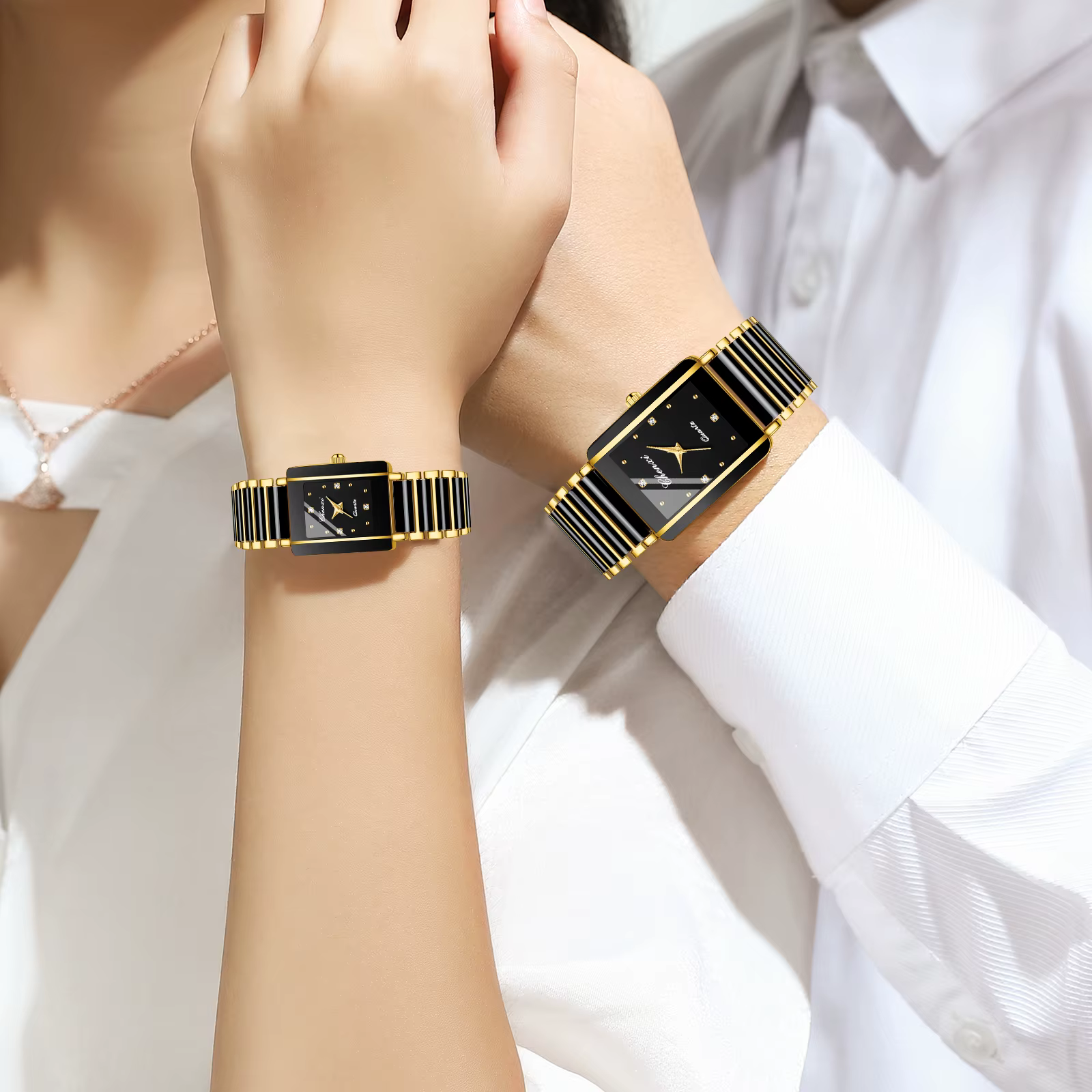 2 pièces Couple montres céramique étanche mode loisirs hommes et femmes montre Reloj Mujer romantique anniversaire cadeau montre-bracelet