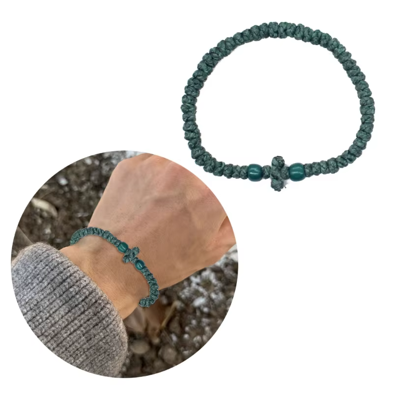 Bracelet en corde prière orthodoxe grecque réglable, chaîne à main tricotée chrétienne pour femmes