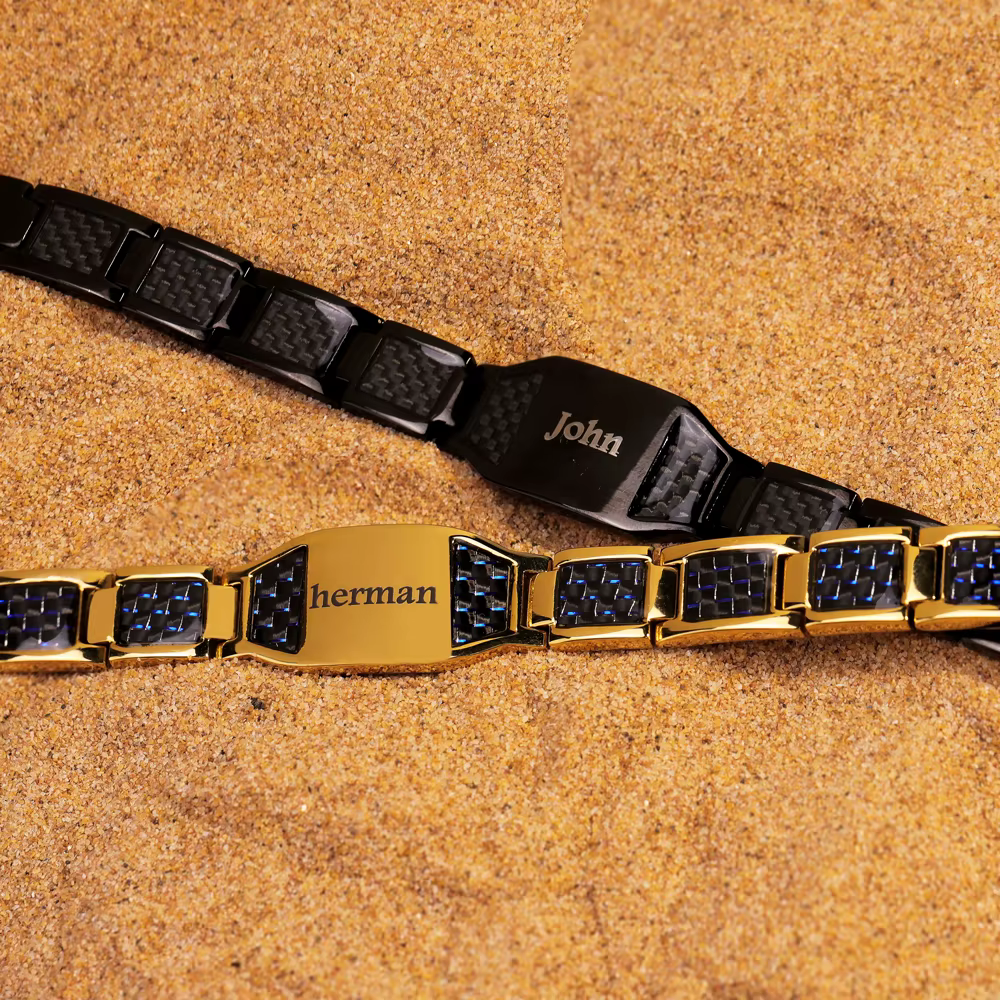 Bracelet de thérapie magnétique avec Photo personnalisée pour papa, en Fiber de carbone, cadeau de soins de santé pour lui, cadeau de fête des pères