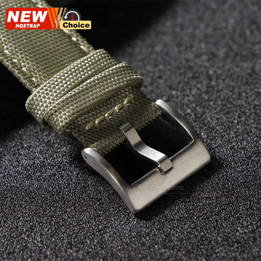 Bracelet de montre en toile noire 20mm 22mm