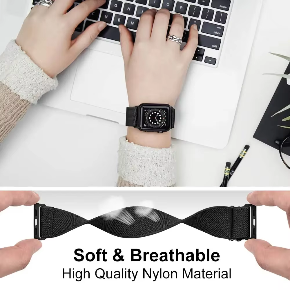 Bracelet en tissu élastique en Nylon pour Apple Watch Ultra 3 2 1