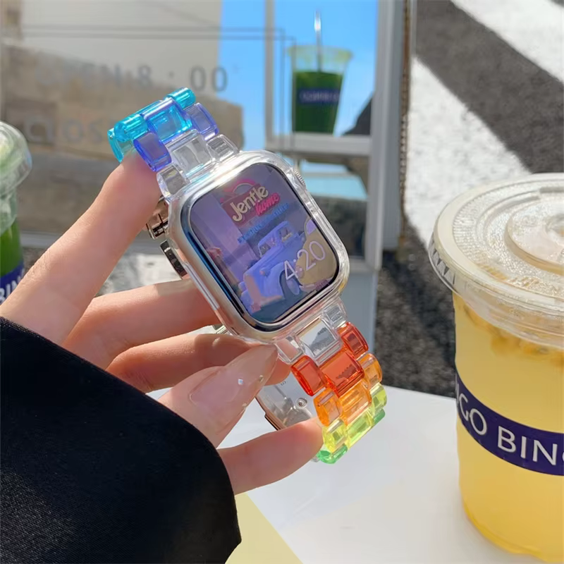 Bracelet en résine arc-en-ciel pour Apple Watch