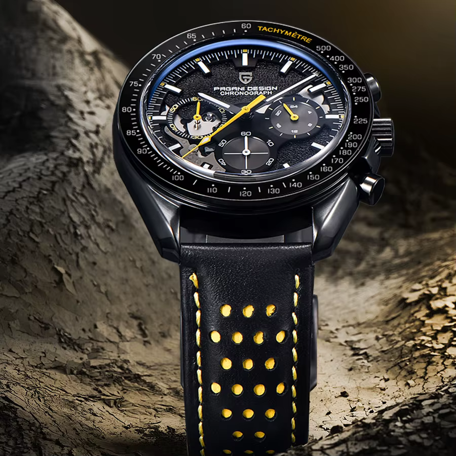PAGANI DESIGN Nouvelle montre à quartz pour homme entièrement noire