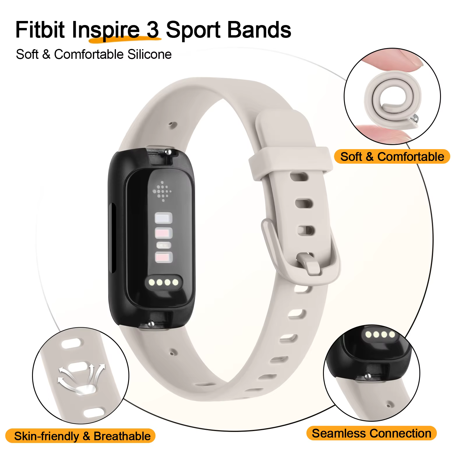 Bracelet en silicone souple pour Fitbit inspire 3
