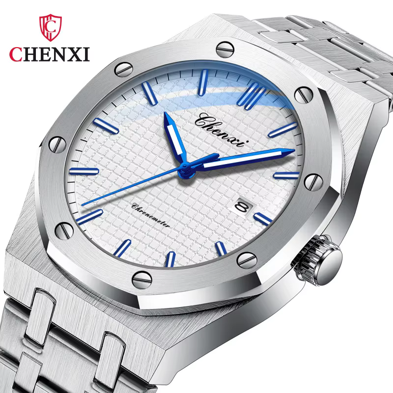 CHENXI 8248 chronographe Date affaires étanche montre pour hommes en acier inoxydable lumineux mode libre tendance
