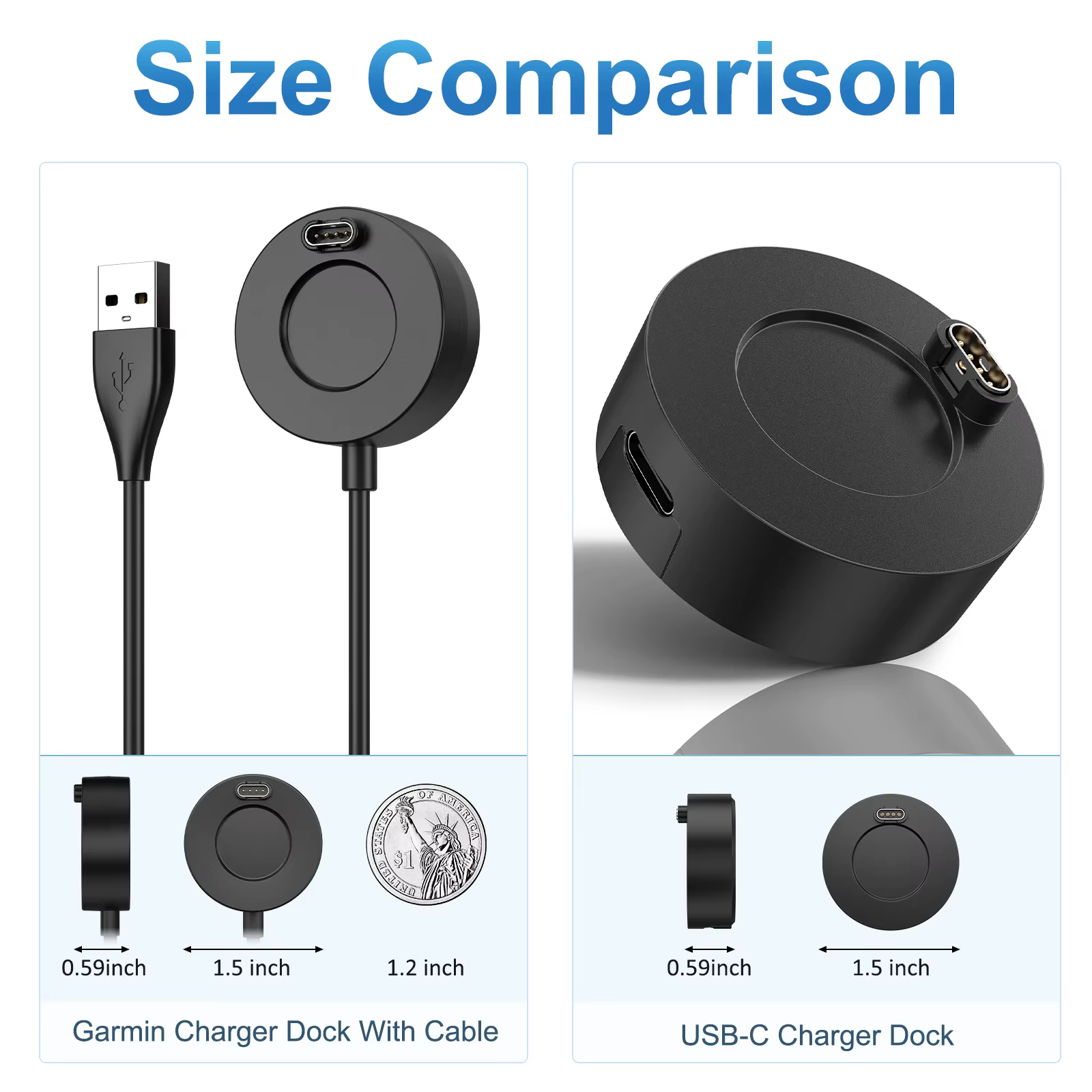 Chargeur de montre à tête unique pour Garmin instinct 2 Venu2/VenuSq2/3/3S Fenix 5/6/7 Vivoactive4/4S/3