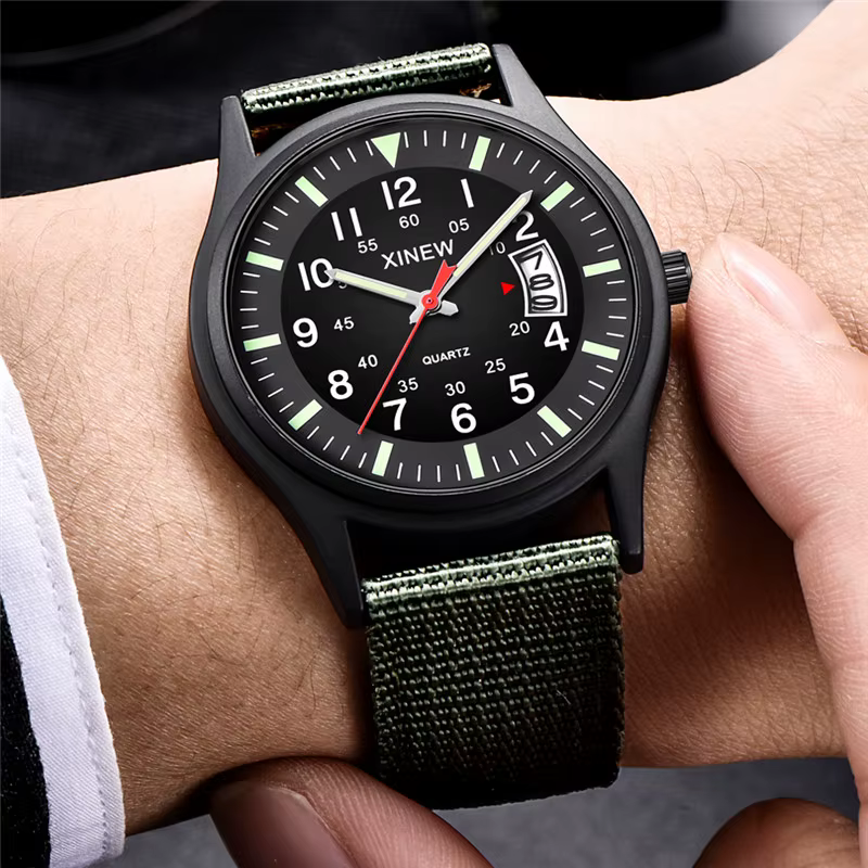 Original XINEW marque montres pour hommes mode bracelet en Nylon militaire sport Date montre à Quartz Erkek Barato Saat Relogio Masculino