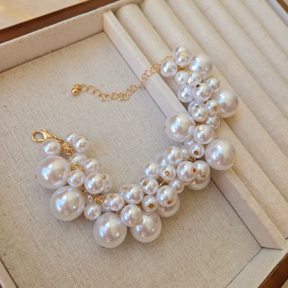 Bracelet d'imitation de perles personnalisé pour femmes, bijoux transfrontaliers, Style géométrique rond Simple