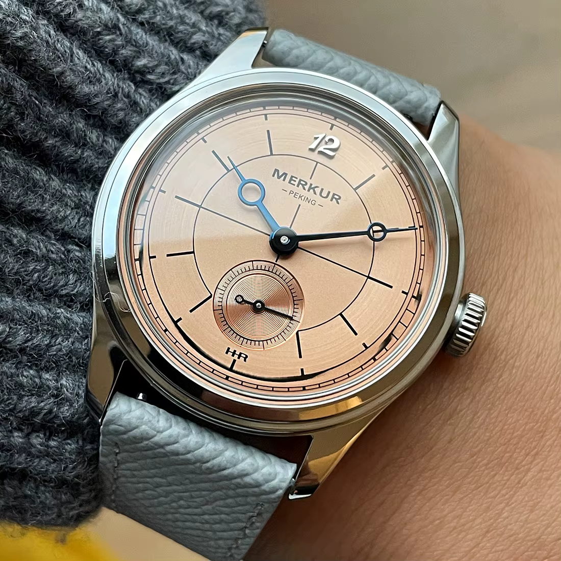 Le nouveau MERKUR croix ligne secteur cadran vert rétro montre décontractée pour hommes série d'affaires manuel accordé