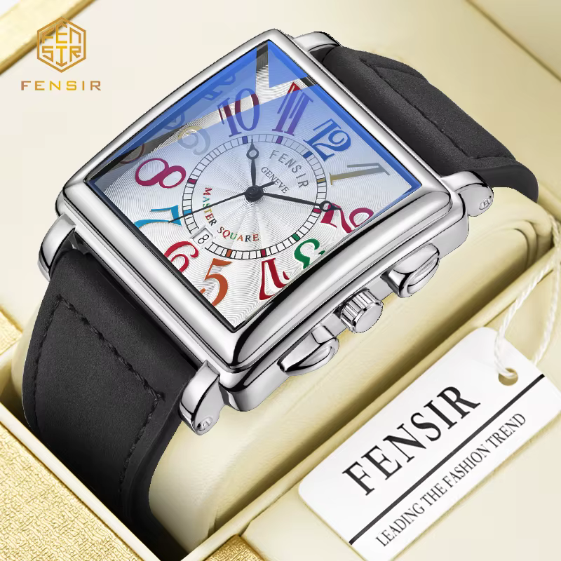 Montre à quartz carrée pour homme