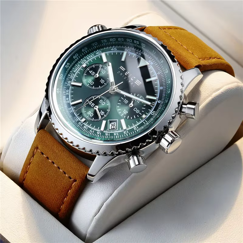 Montre à quartz en cuir pour homme