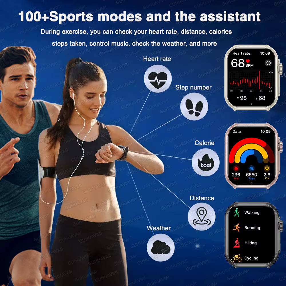 Pour montre IOS Ultra 2 SE hommes femmes Bracelet intelligent 1000mAh batterie GPS AMOLED affichage Bluetooth appel