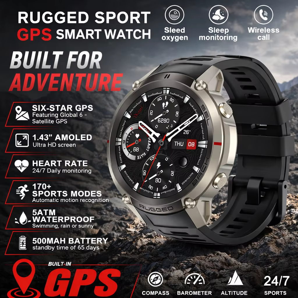 Montre connectée GPS LIGE pour extérieur