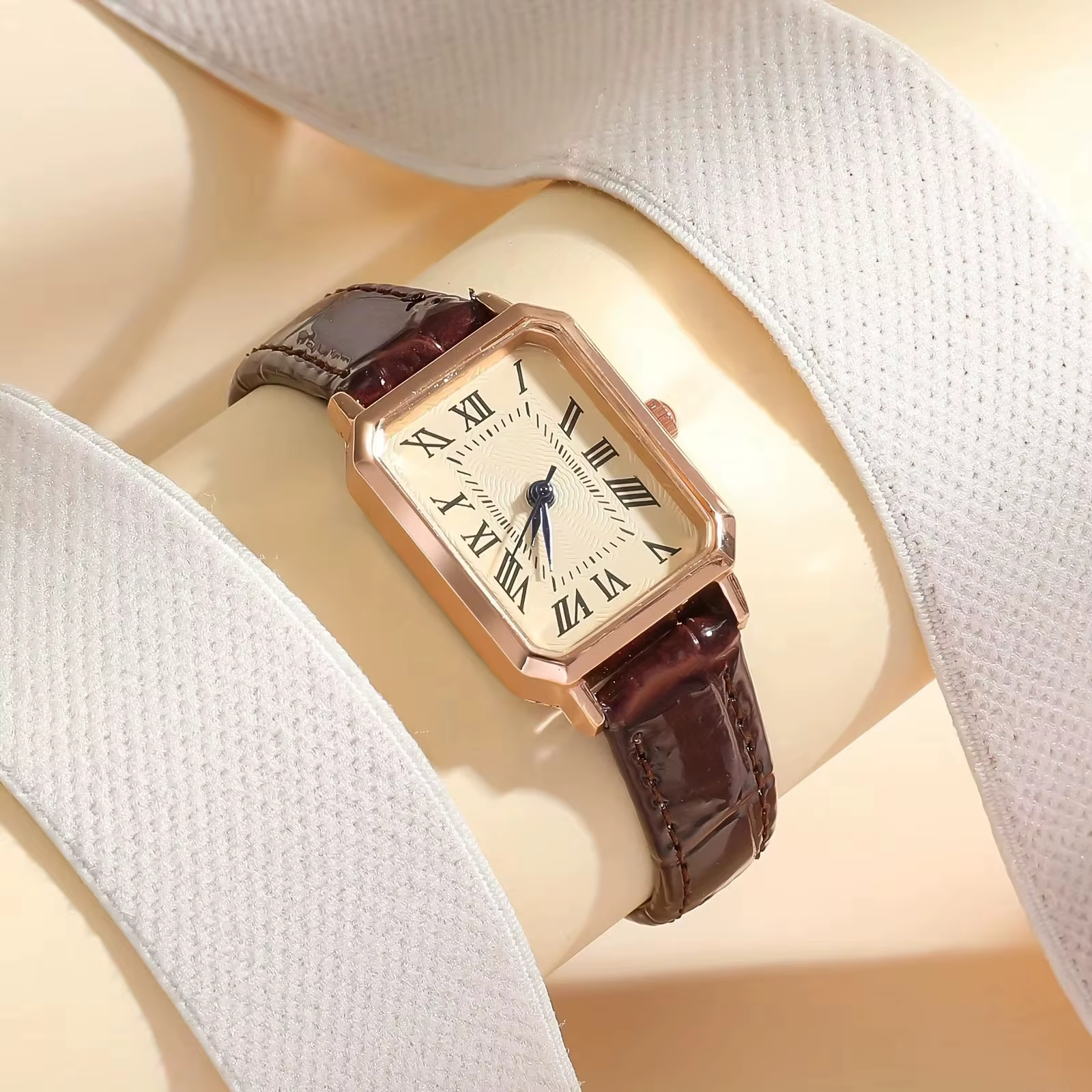 Montre à Quartz à pointeur rectangulaire décontracté