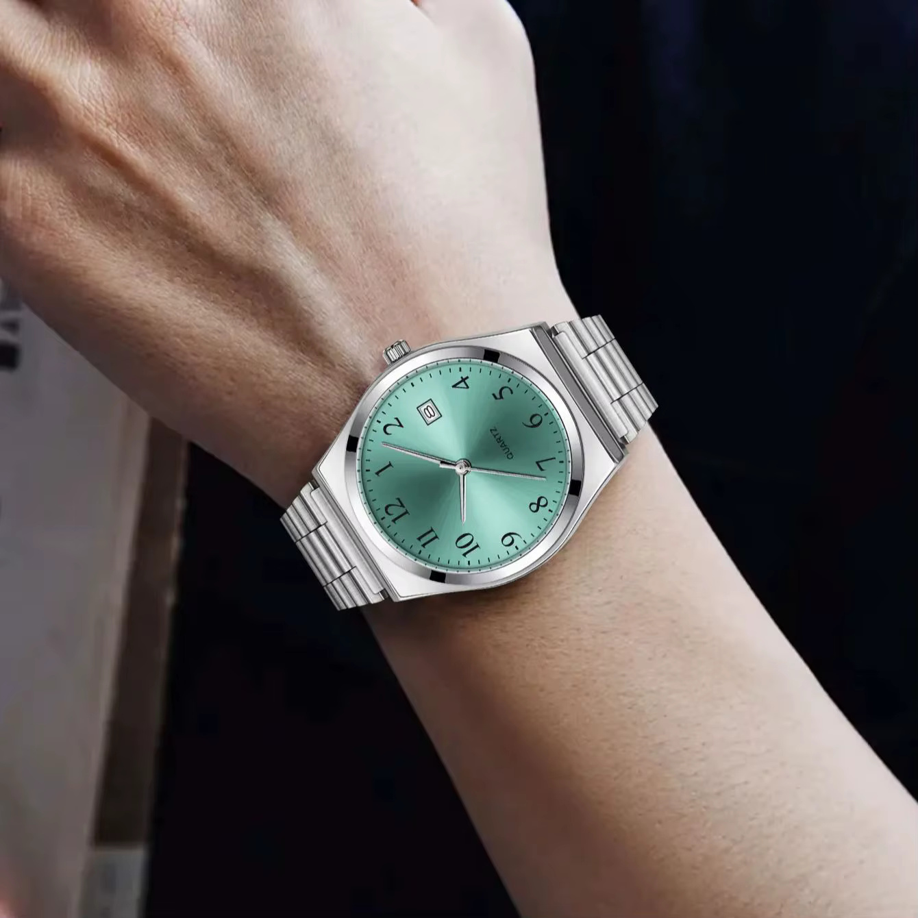 LUCKY FOX – Montre-bracelet élégante et minimaliste en acier inoxydable avec cadran noir – Cronométrage précis pour tous les jours