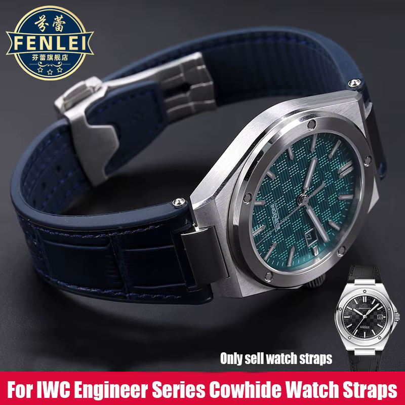 Bracelet de montre en cuir véritable pour homme