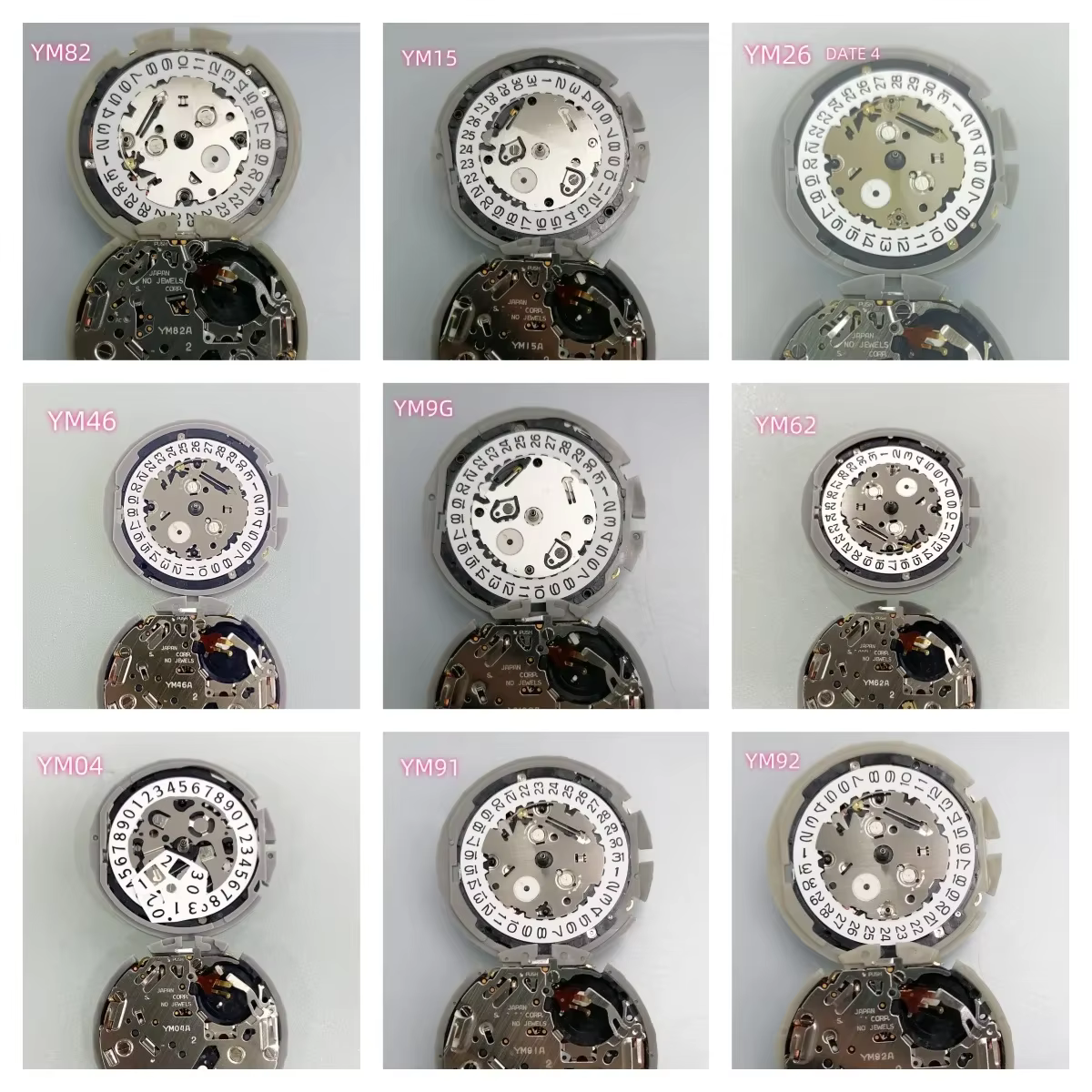 Montre mouvement à quartz original japonais YM26 YM82 YM04 YM95 YM1G YM62 YM92 YM9G YM15 YM46 YM12 YM24 YM91