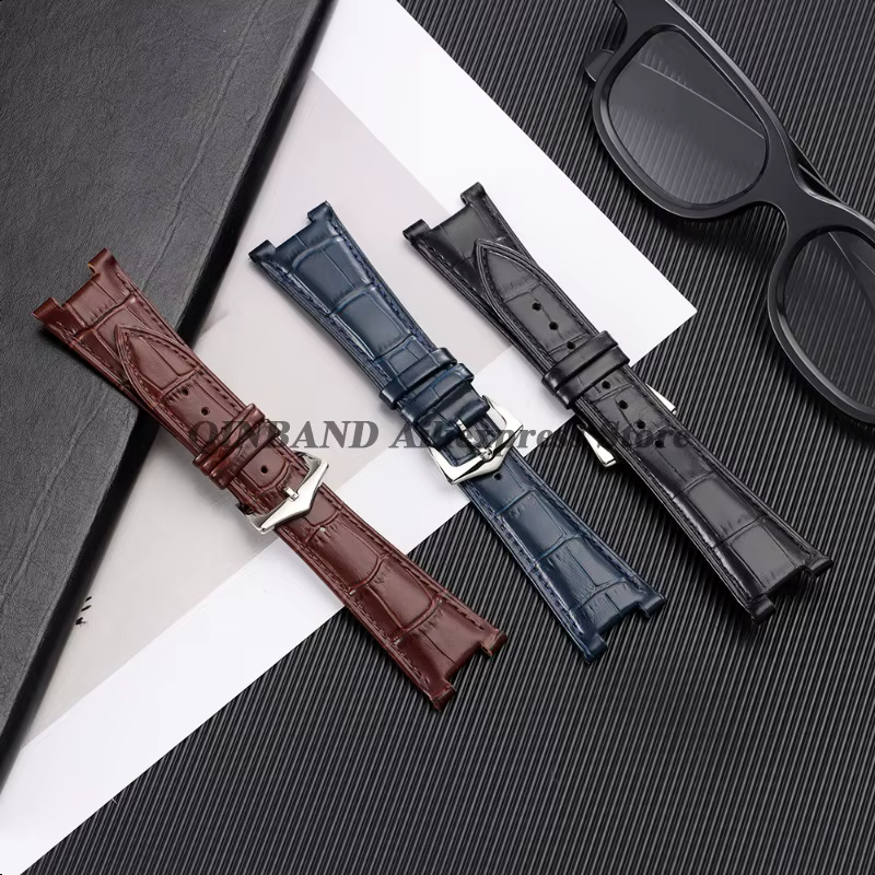 Bracelet de montre en cuir véritable pour hommes et femmes