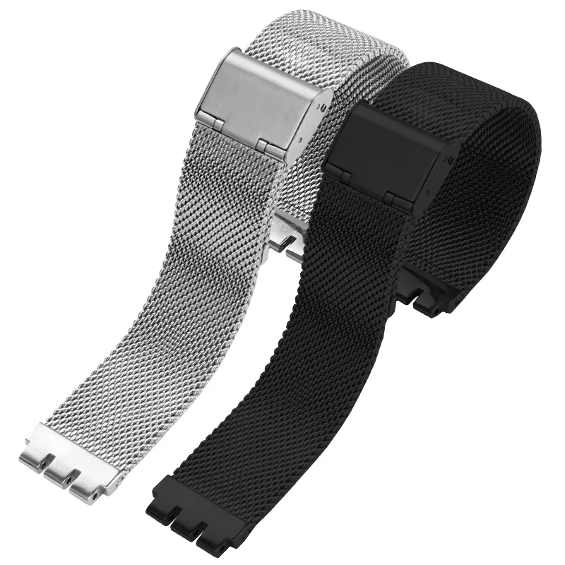 Pour Swatch bracelet en acier de précision IRONY YGS749 hommes femmes bouche Concave chaîne de montre en métal Milan