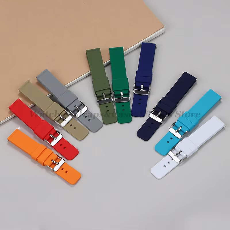 Bracelet de montre en Silicone souple 10/12/14/15/16/18/20mm 21mm 22mm 24mm