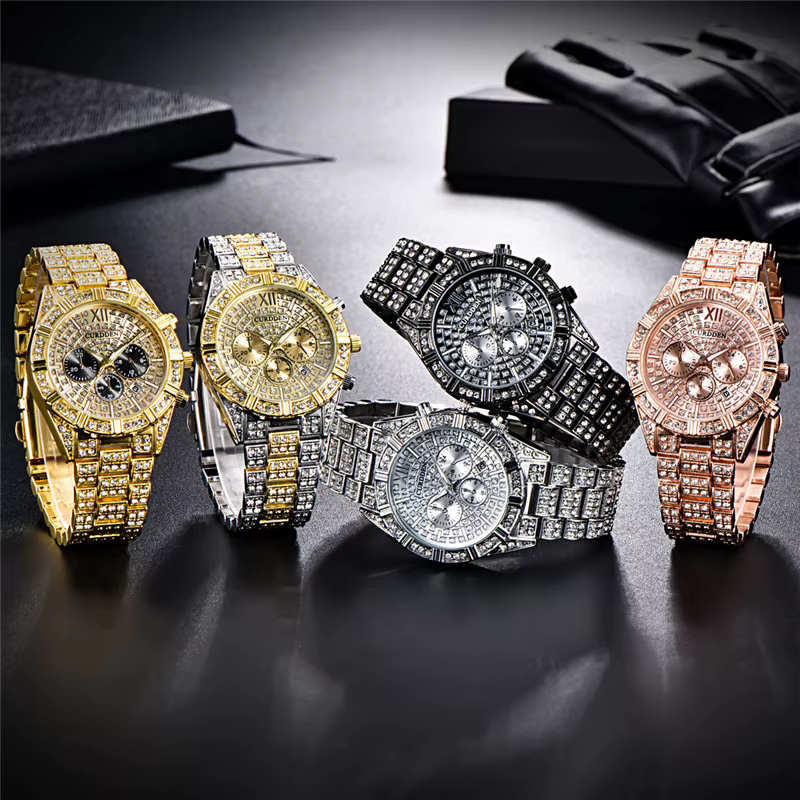 Original CURDDEN marque montres de luxe pour hommes mode alliage bande Hip Hop diamant doré Date Vintage Montre à Quartz