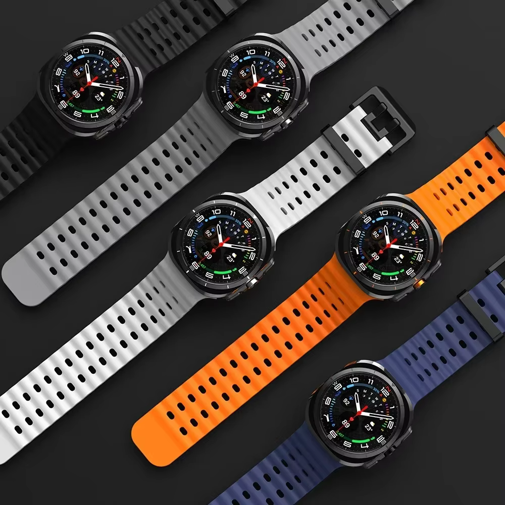 Bracelet marin pour Samsung Galaxy Watch ultra 2025/7 ultra, accessoires, Bracelet de Sport en silicone bicolore, Galaxy Watch ultra