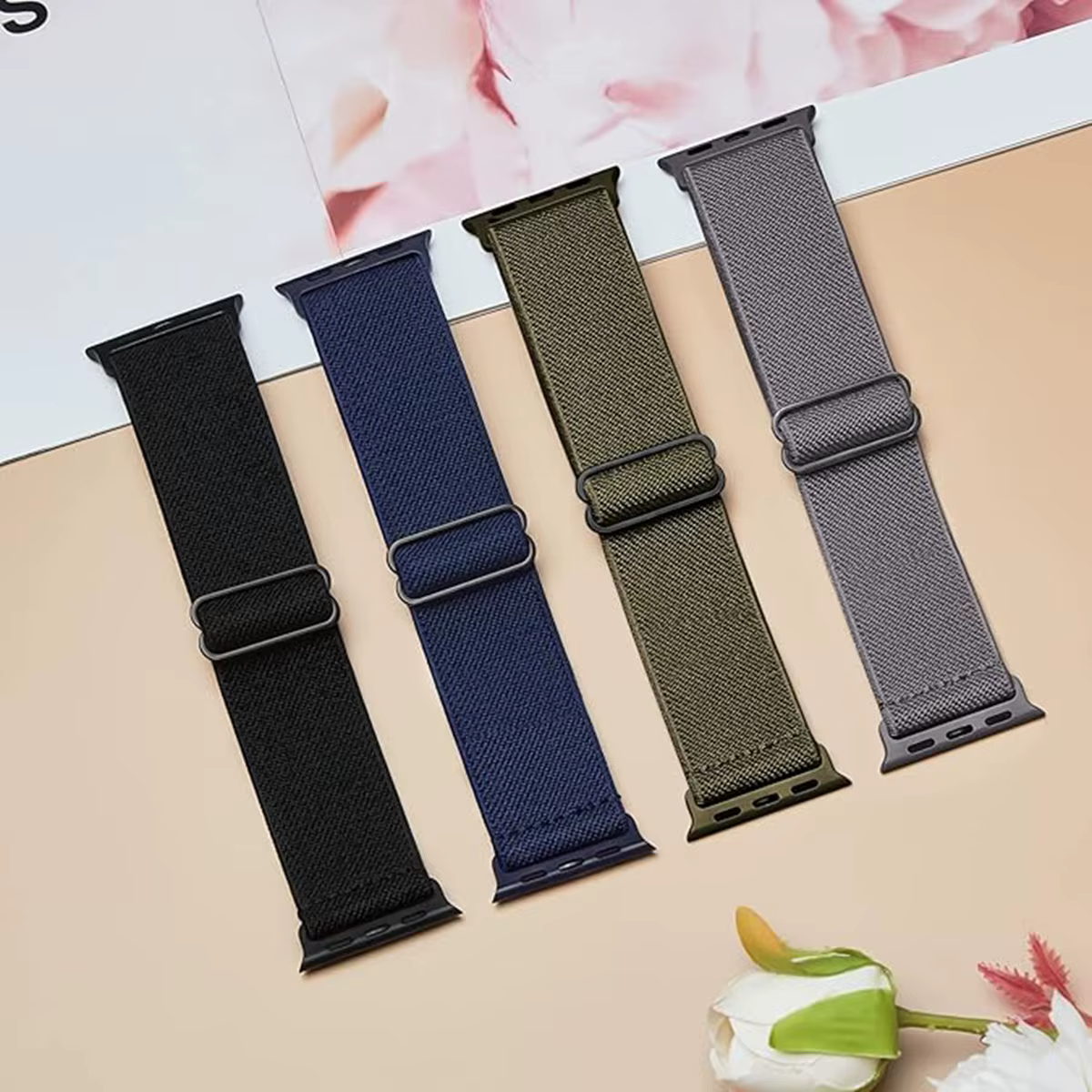 Paquet de 4 boucles élastiques pour bracelet de montre Apple 45mm 44mm 42mm 49mm 38mm 40mm 41mm