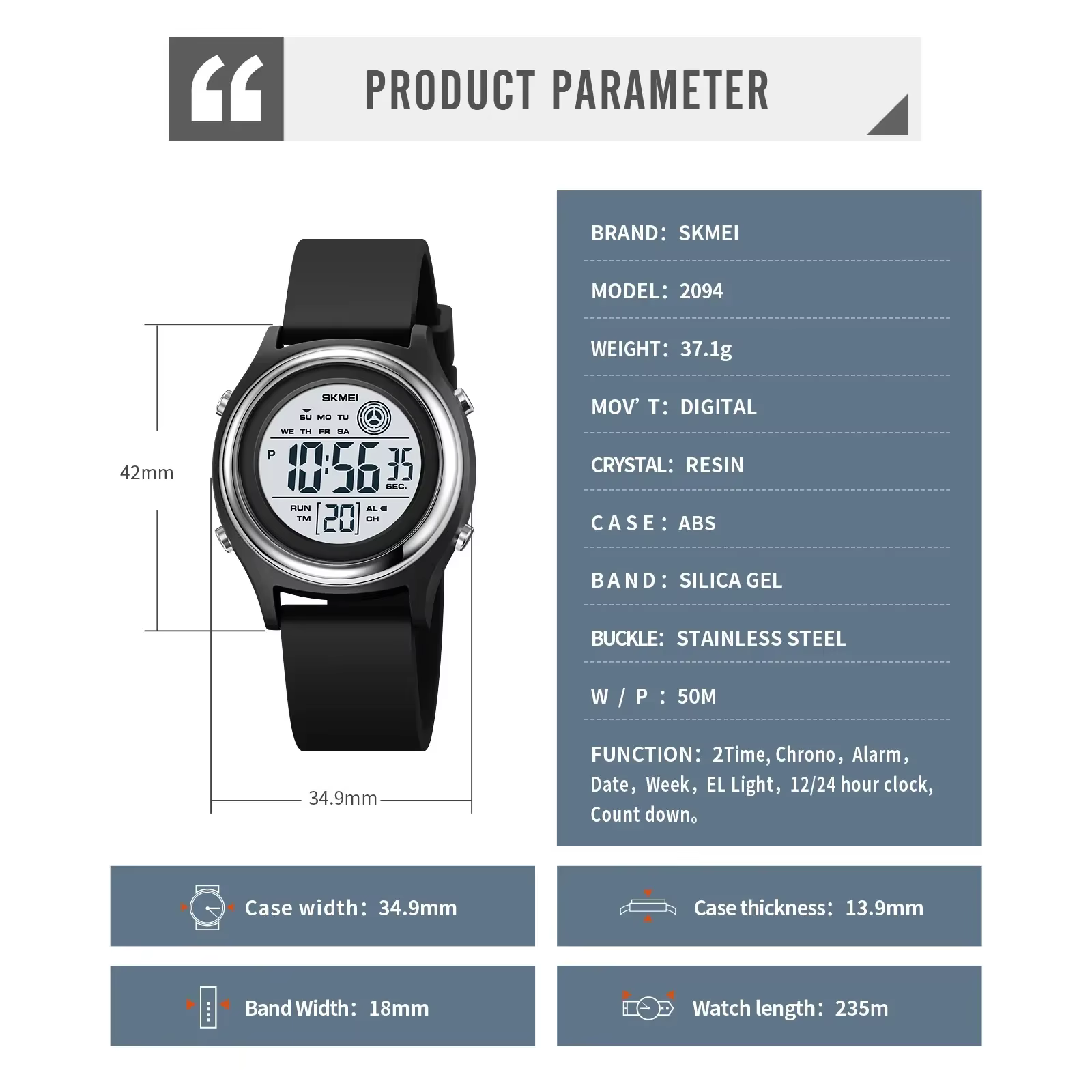 SKMEI femmes chronomètre dame montre-bracelet 50M étanche antichoc reloj mujer mode rétro-éclairage affichage compte à rebours montres numériques